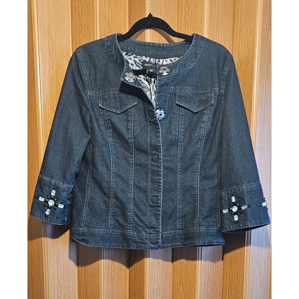 Focus 2000 Size 6 Jean Jacket with Large Snaps and Rhinestones